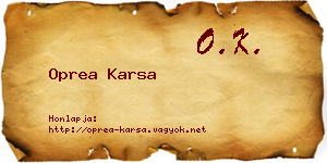 Oprea Karsa névjegykártya